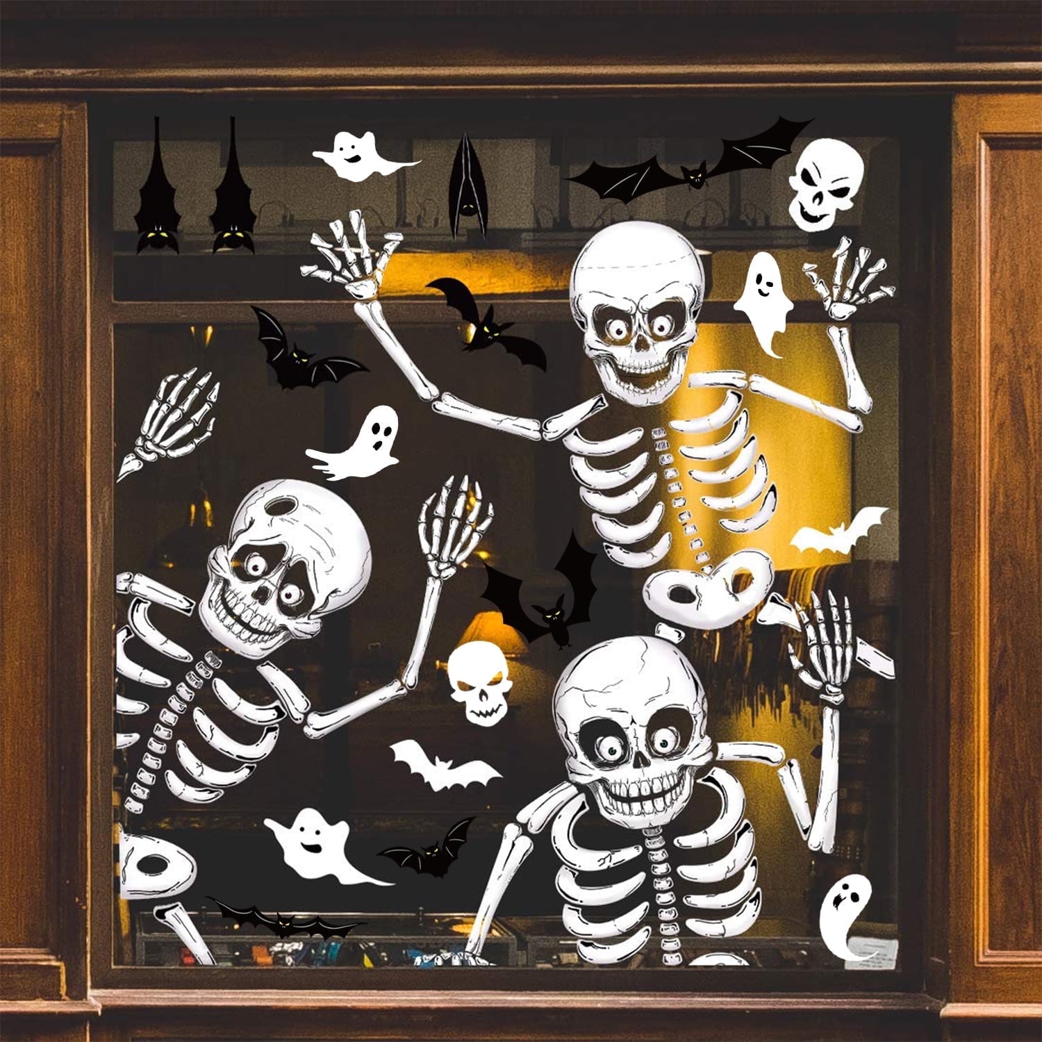 Ayieyill Halloween Window Clings Decorations, Skeleton Decals Halloween Window Stickers for Glass Windows